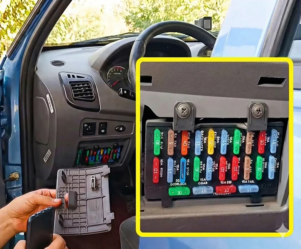 فیوزهای داخل اتاق خودرو تیبا که باعث روشن نشدن خودرو میشود